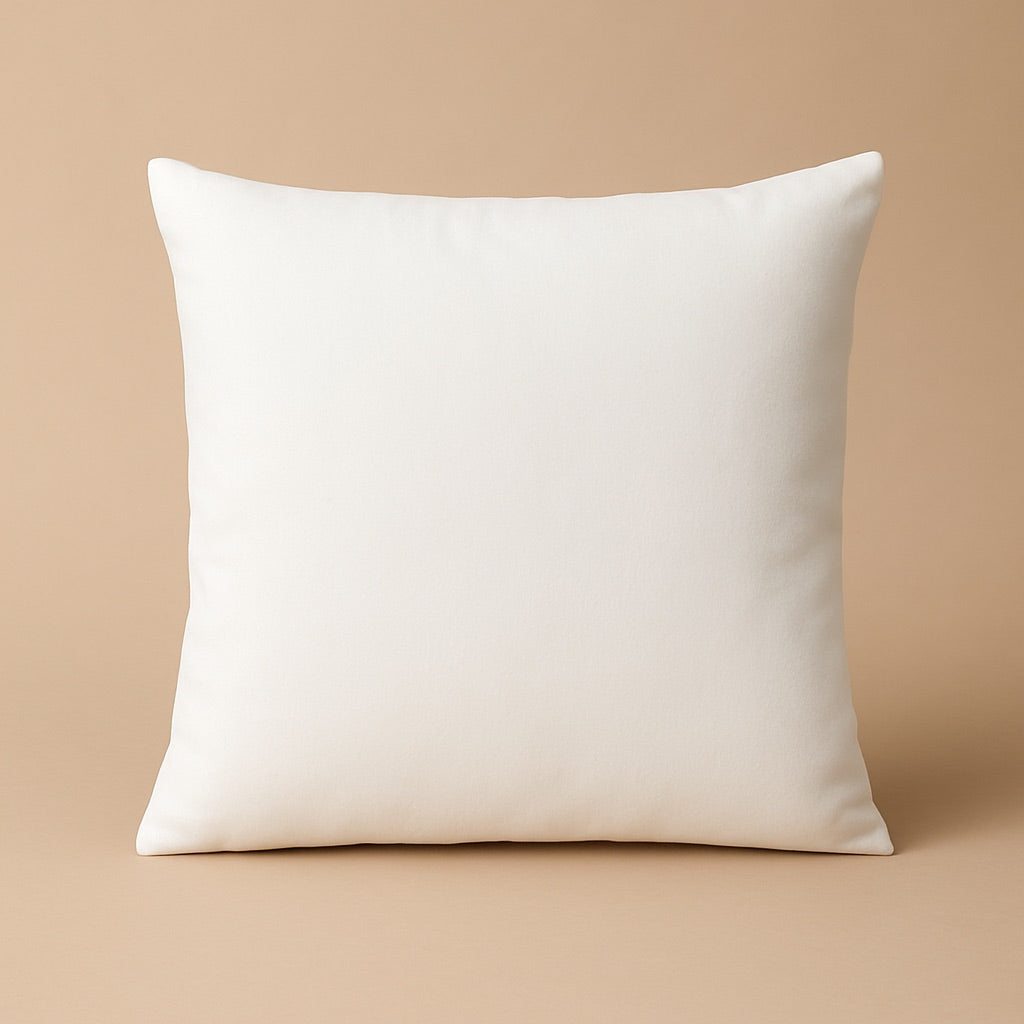 Custom pillow cover in soft cream color for personalized home decor and gifting options