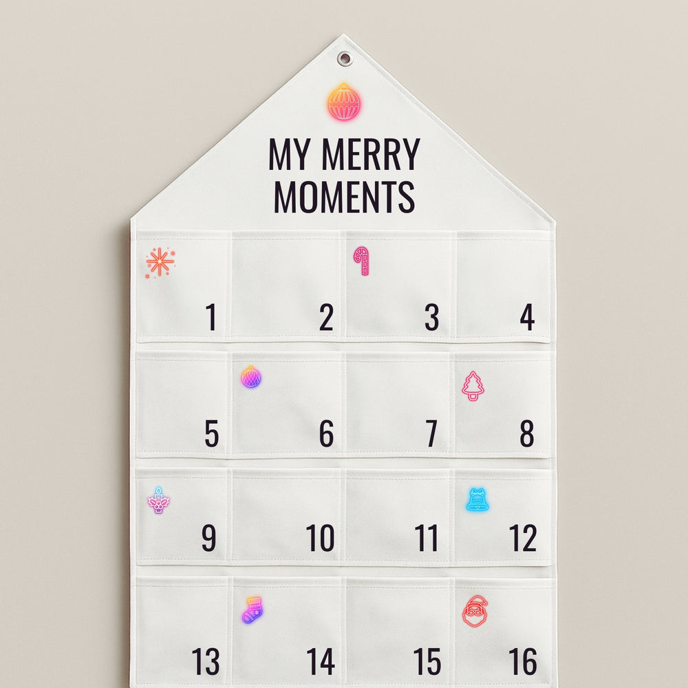 Advent calendar wall hanging by dreamwithreem featuring pockets for festive surprises and a cheerful design