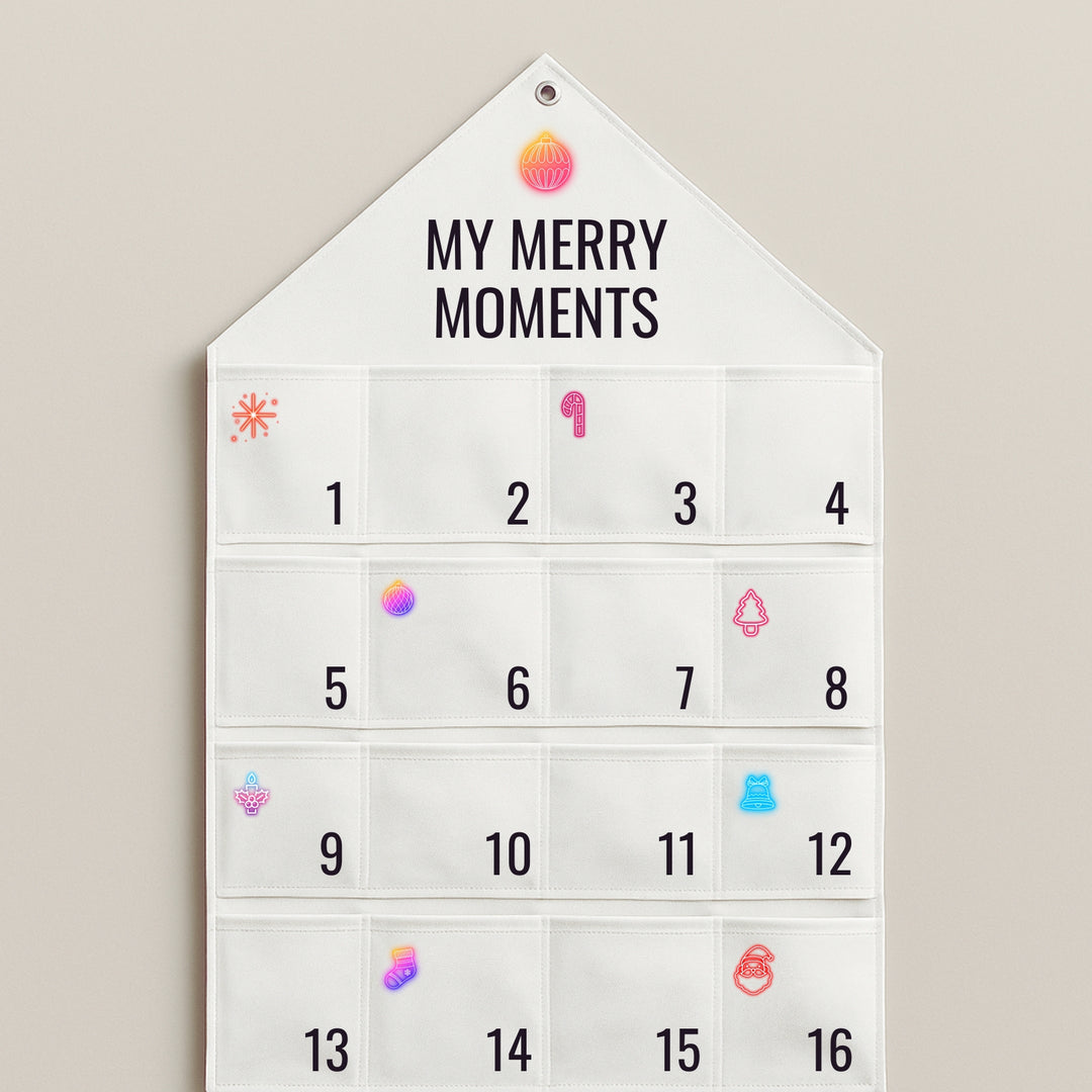 Advent calendar wall hanging by dreamwithreem featuring pockets for festive surprises and a cheerful design