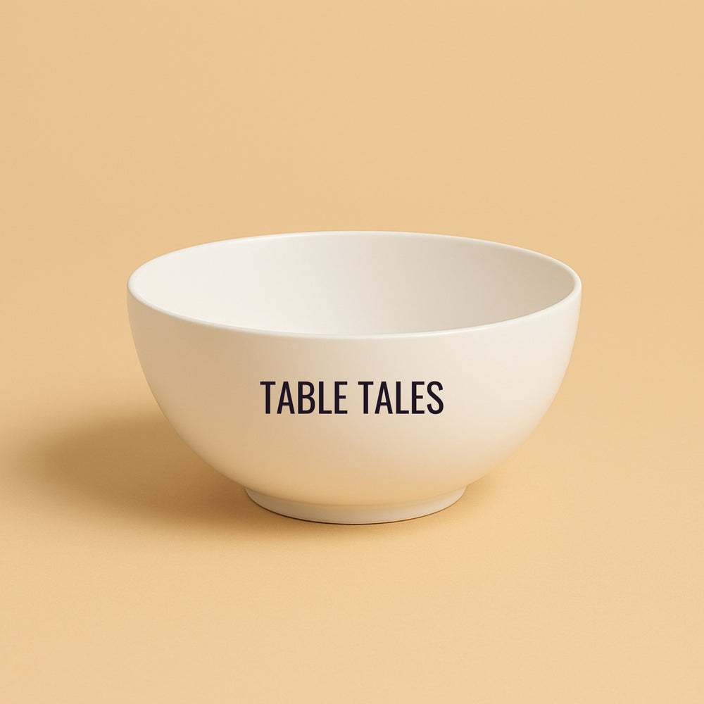 Custom Print Ceramic Bowl with Table Tales Design, perfect to buy ceramic bowls online