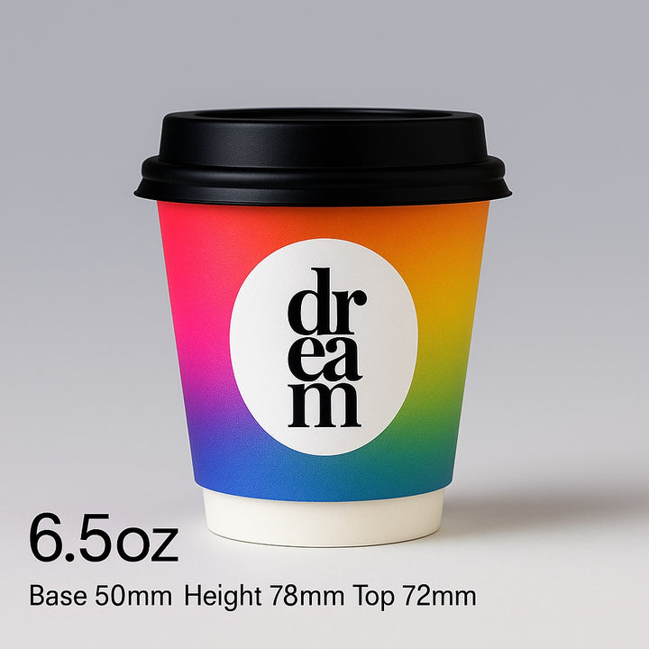 Customizable coffee tumbler with vibrant rainbow gradient and black lid by dreamwithreem