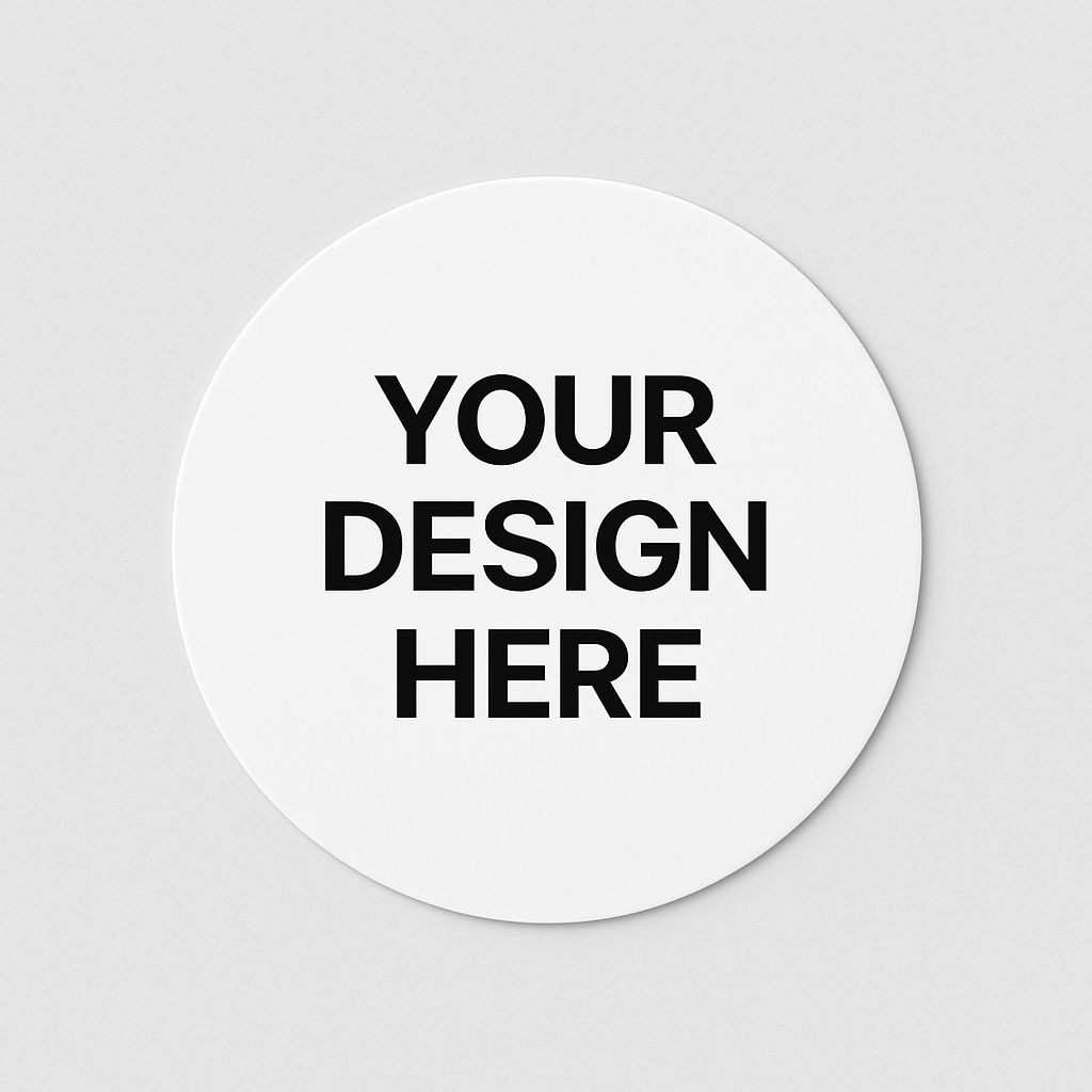Customizable sticker sheets blank round design template with Your Design Here text