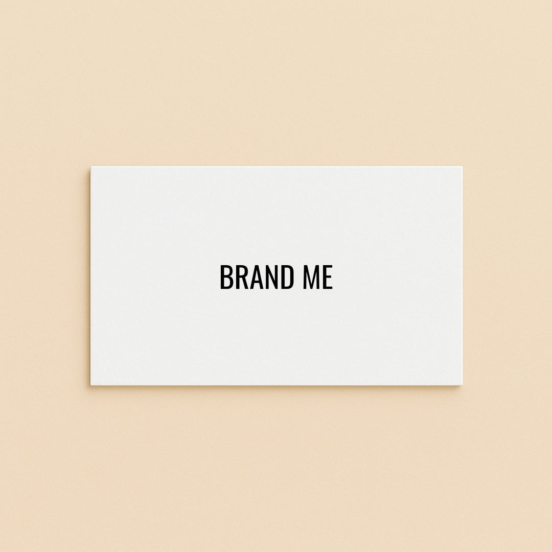 White business card with bold text reading 'BRAND ME' for premium business card printing