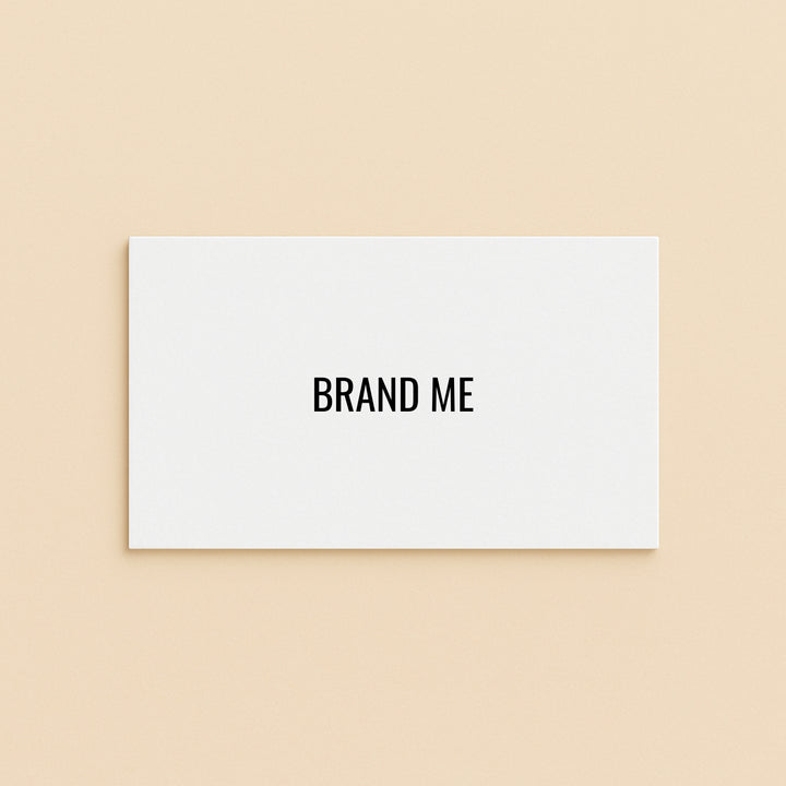 White business card with bold text reading 'BRAND ME' for premium business card printing