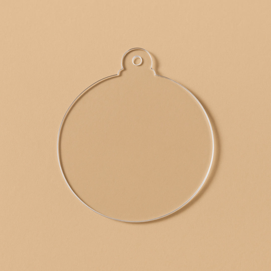 Clear acrylic ornament template for creating a unique Christmas bauble gift