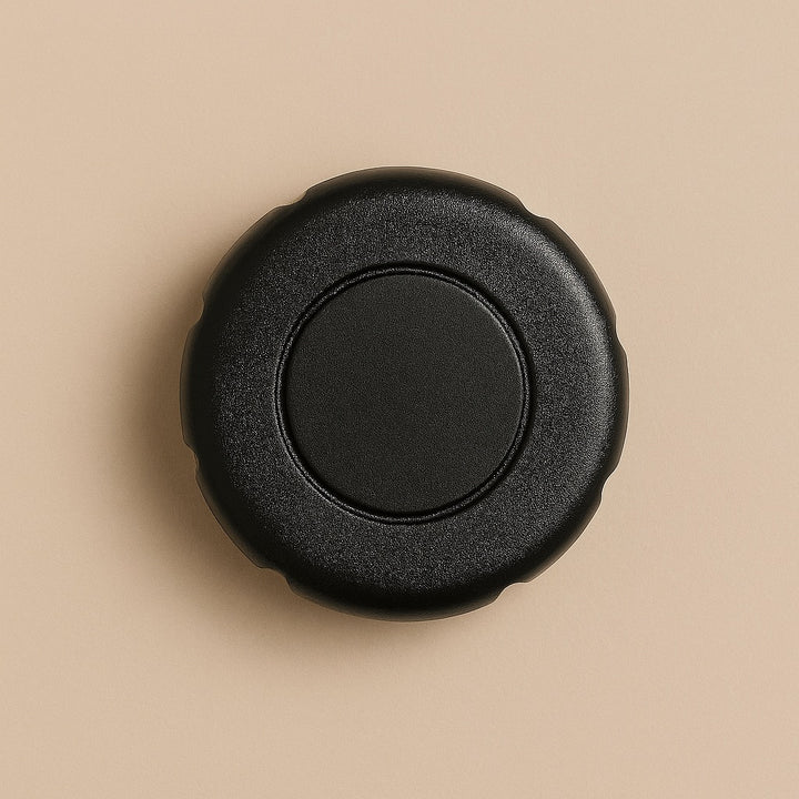 Black round cap for custom gym water bottle gift from dreamwithreem on beige background