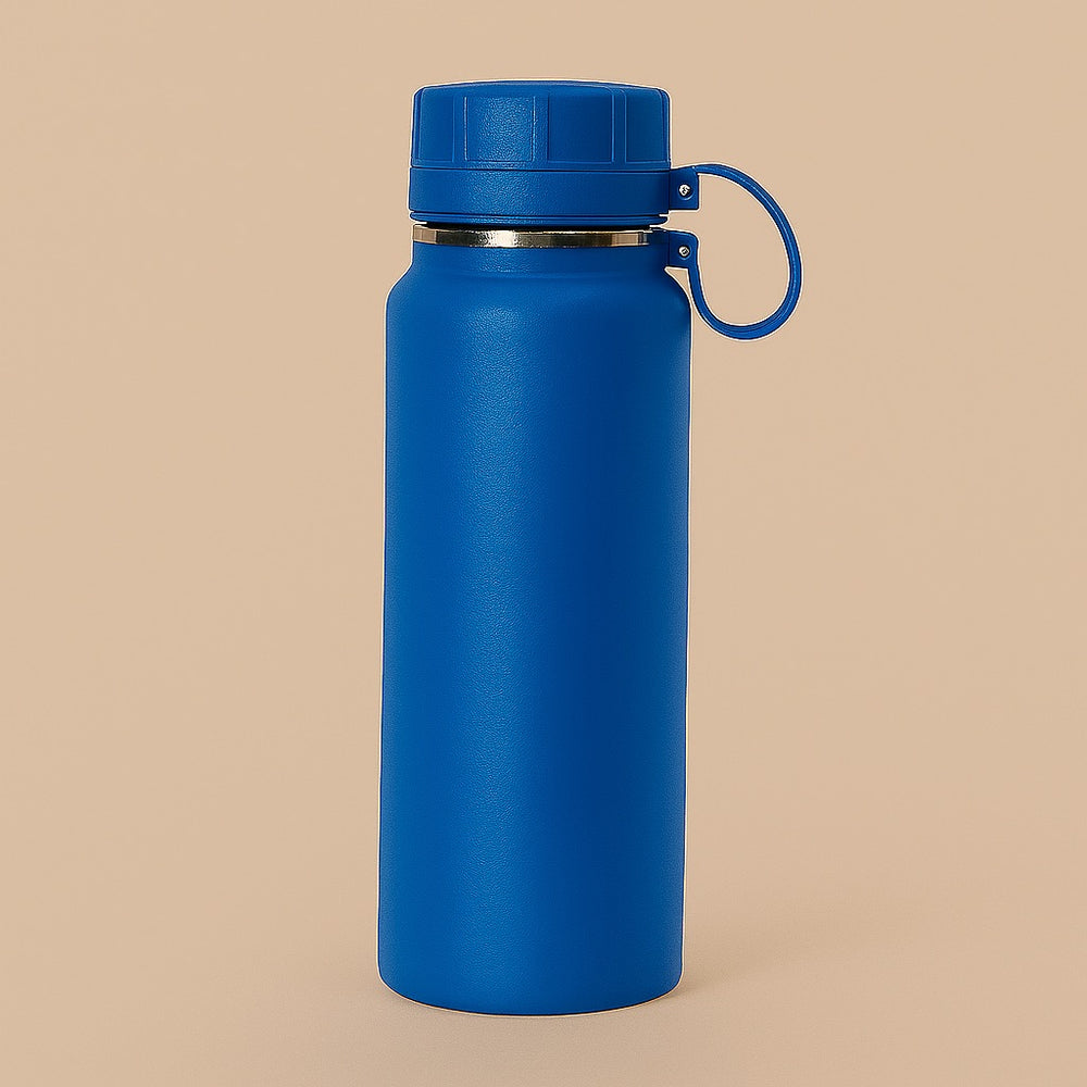 Blue custom gym water bottle gift with screw cap and carrying loop by dreamwithreem