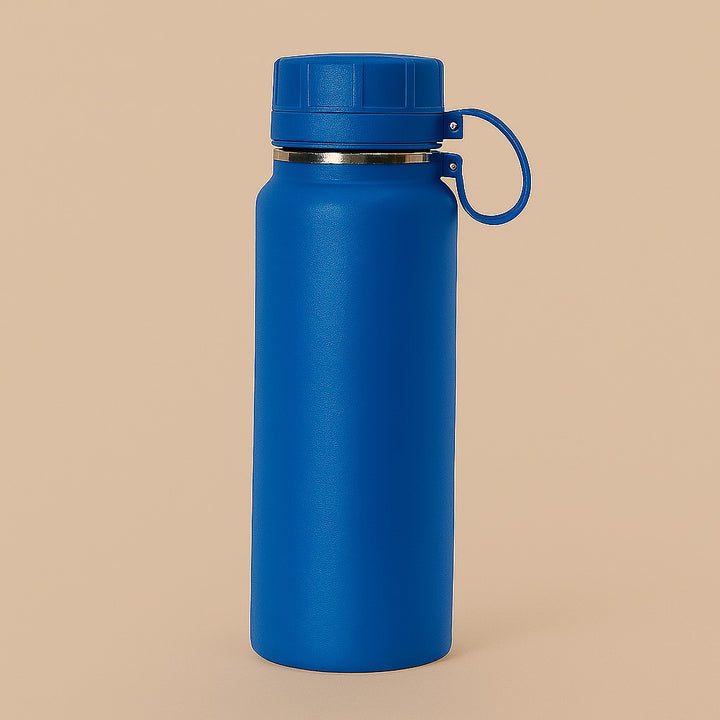 Blue custom gym water bottle gift with screw cap and carrying loop by dreamwithreem