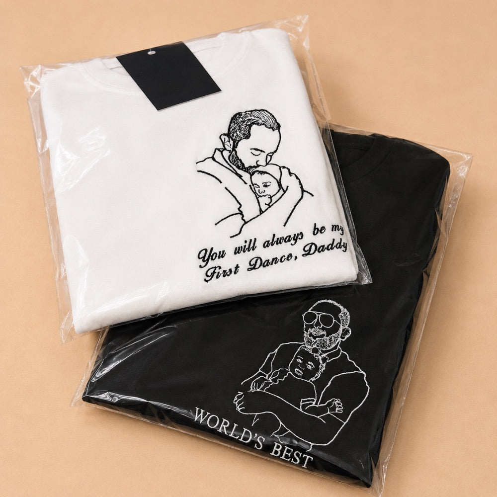 Line Art Embroidery Tee