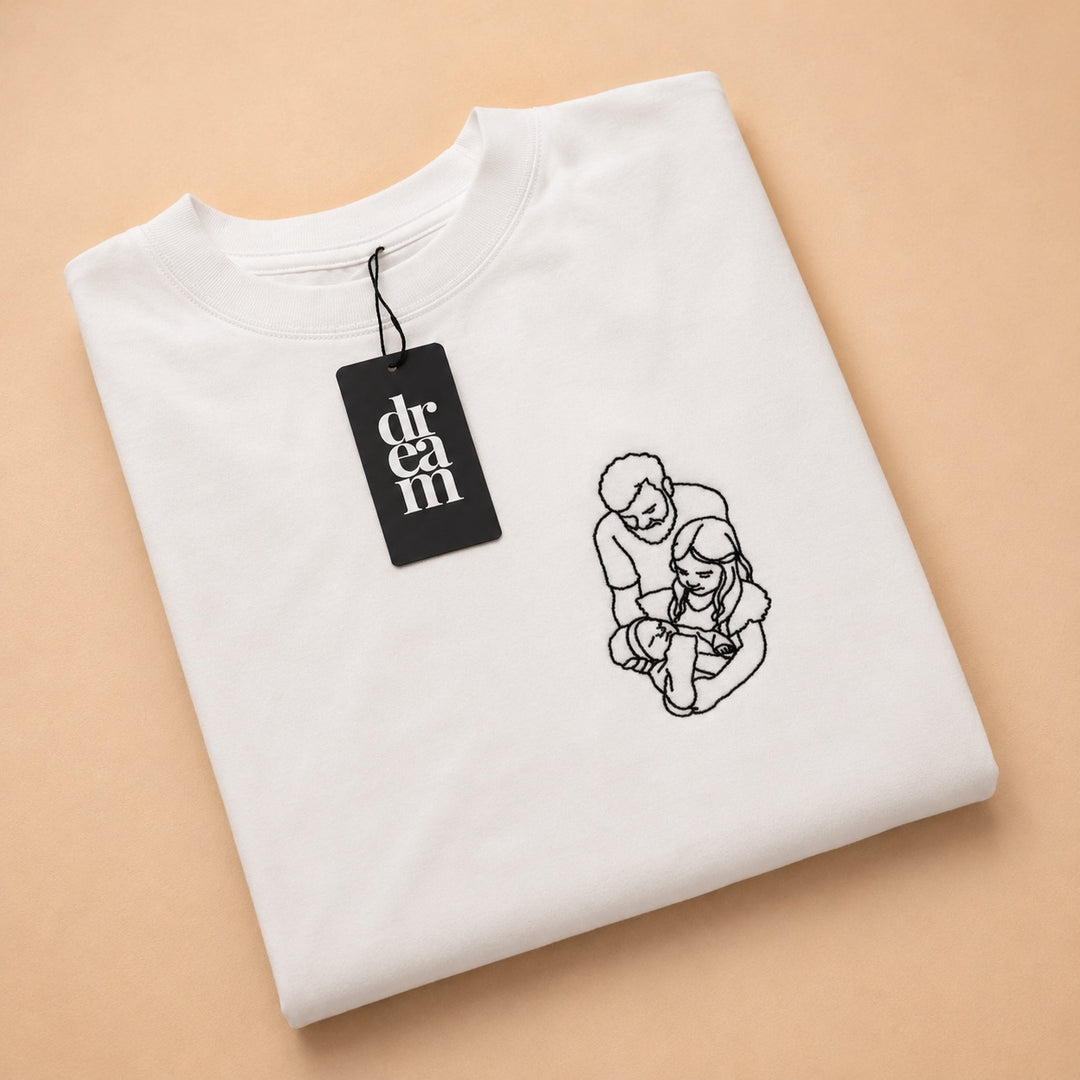 Line Art Embroidery Tee
