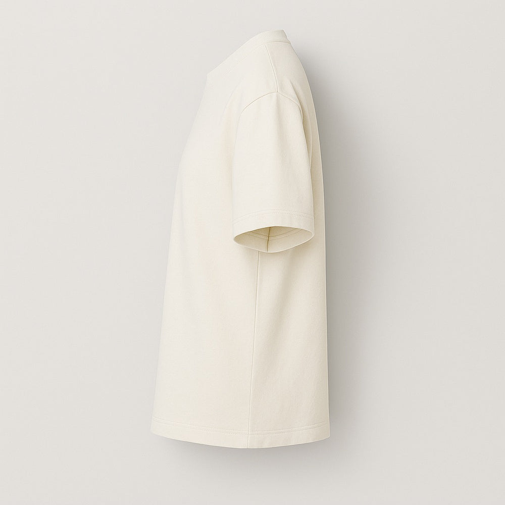 dreamwithreem custom relaxed fit tee cream side view soft cotton short sleeve casual essential