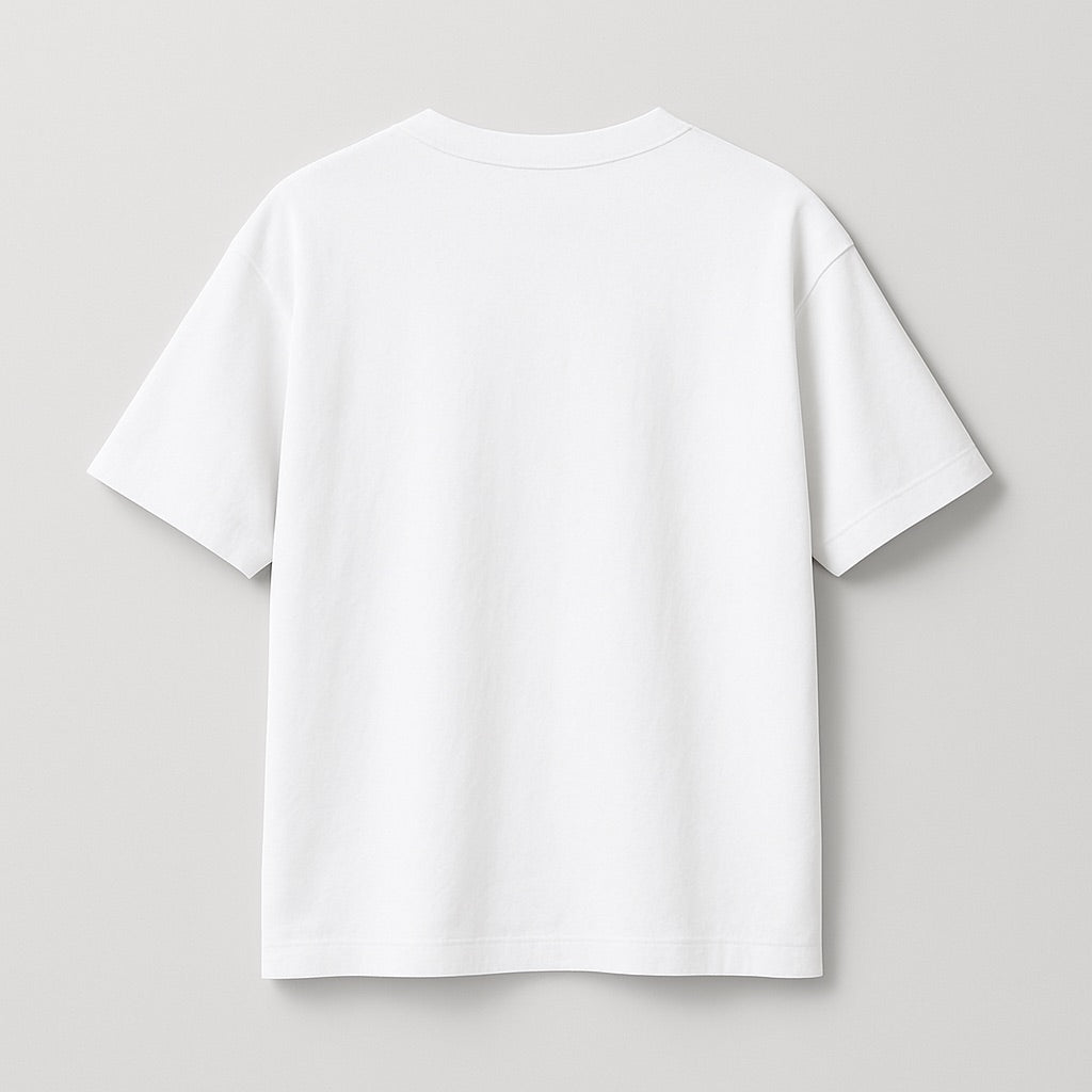White custom relaxed fit tee by dreamwithreem back view plain cotton short sleeve casual everyday wear