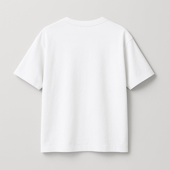 White custom relaxed fit tee by dreamwithreem back view plain cotton short sleeve casual everyday wear
