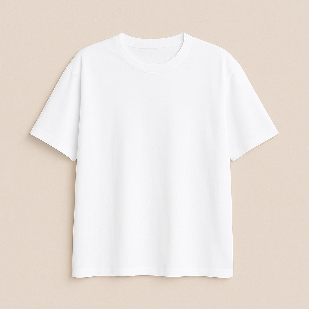 dreamwithreem white custom relaxed fit tee plain crewneck short sleeve cotton shirt for everyday wear
