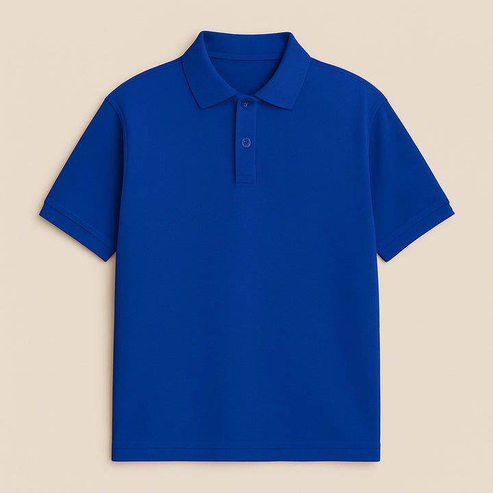 Blue custom embroidered polo shirt by dreamwithreem with short sleeves and classic collar