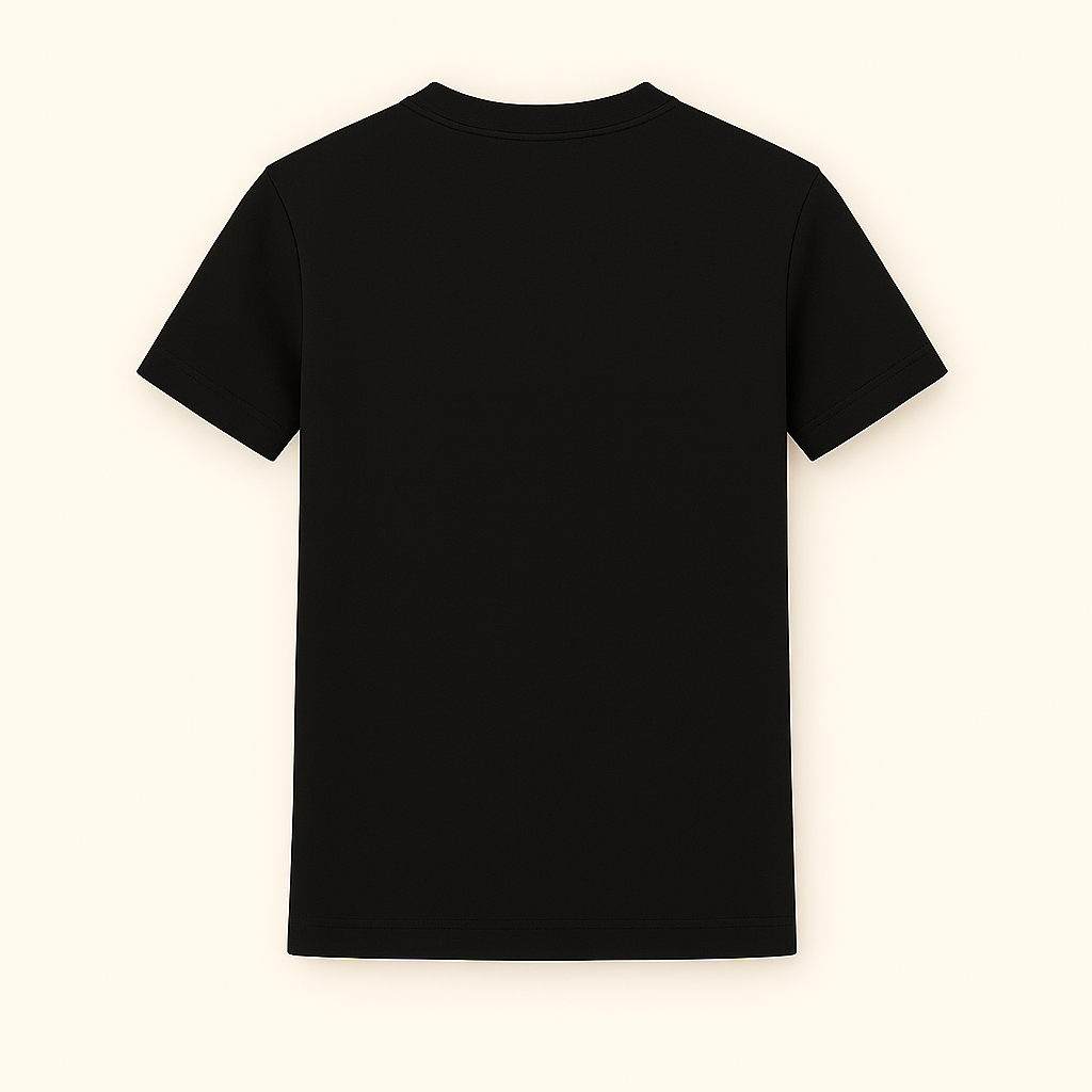 Black custom T-shirt from dreamwithreem shown from back view personalized fashion t-shirt