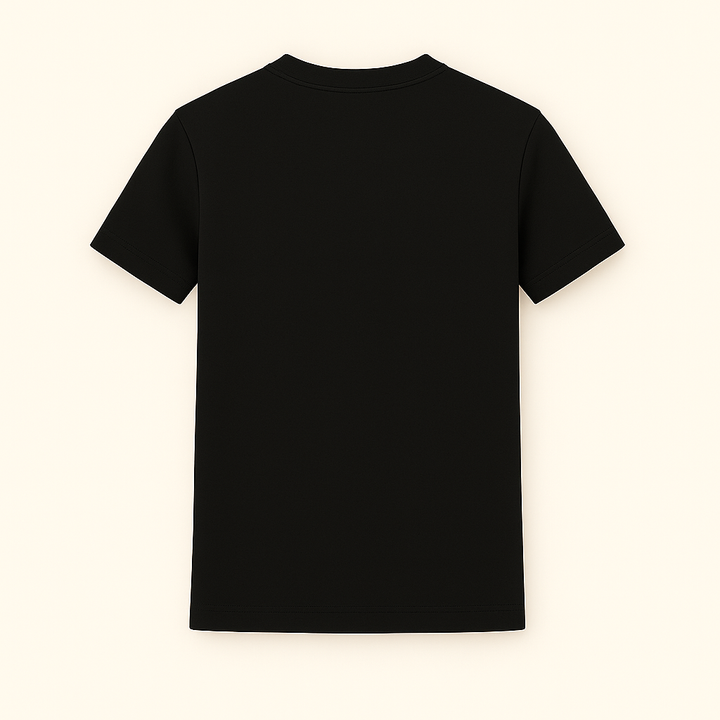 Black custom T-shirt from dreamwithreem shown from back view personalized fashion t-shirt