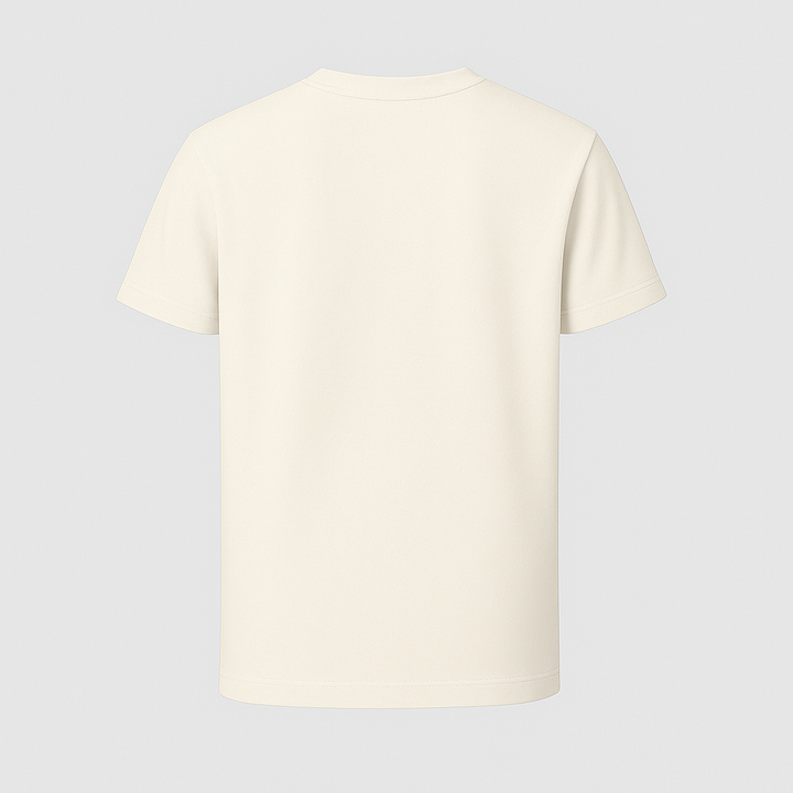 Back view of plain white personalized fashion t-shirt by dreamwithreem with short sleeves