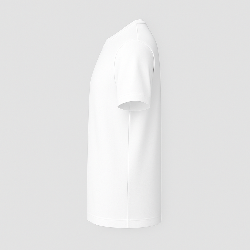 White custom t-shirt showing side view designed for personalized fashion t-shirt by dreamwithreem