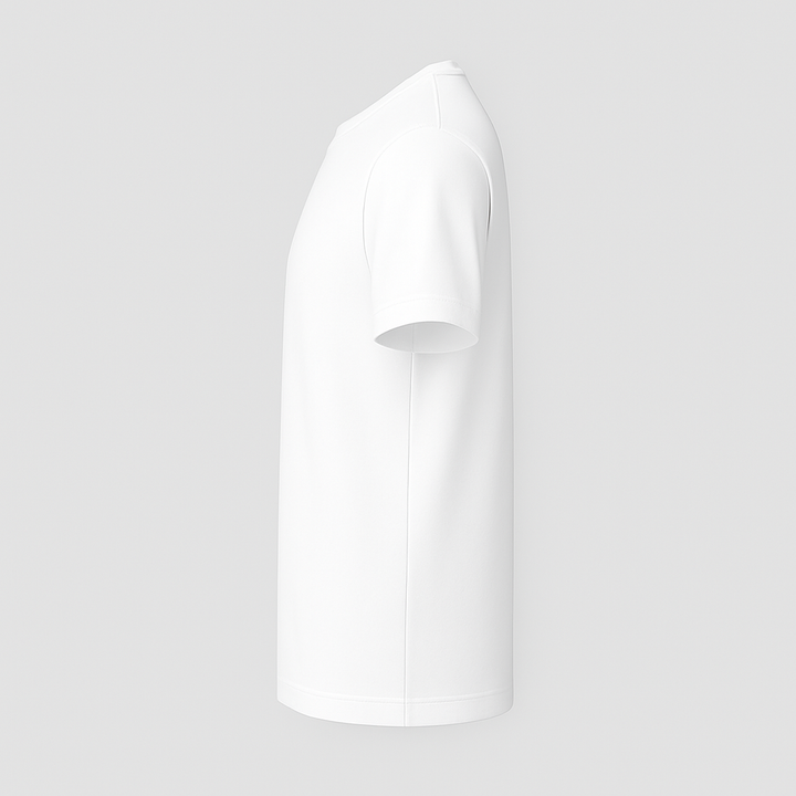 White custom t-shirt showing side view designed for personalized fashion t-shirt by dreamwithreem