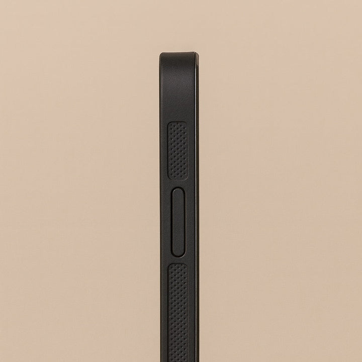 Dreamwithreem black phone side view showing textured grip and side button customizable mobile cover online