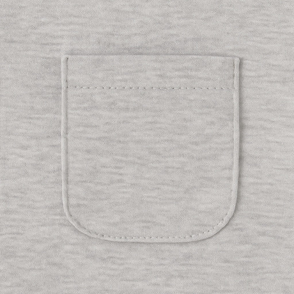Light gray fabric with a pocket detail on a custom baby tee onesie by dreamwithreem