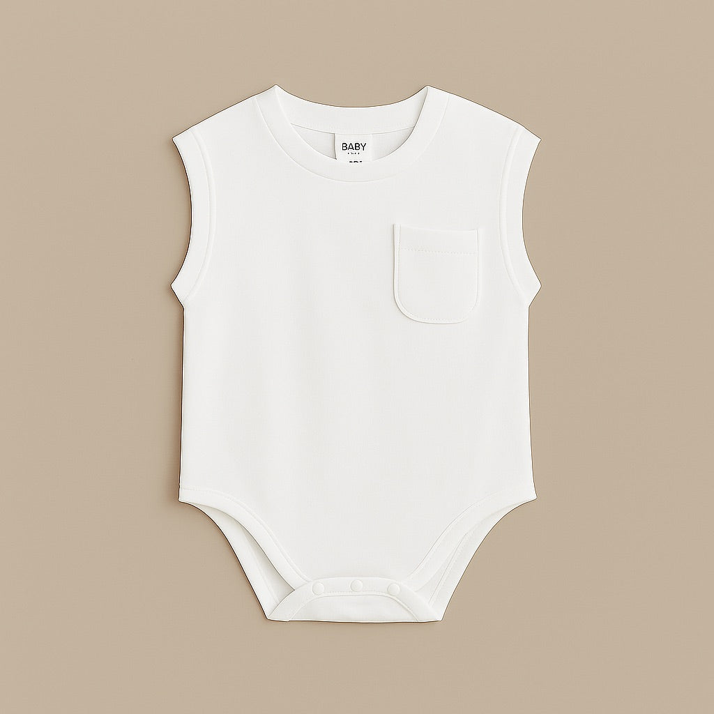 Dreamwithreem custom baby tee onesie in white with a pocket for stylish comfort
