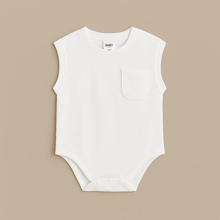 Dreamwithreem custom baby tee onesie in white with a pocket for stylish comfort