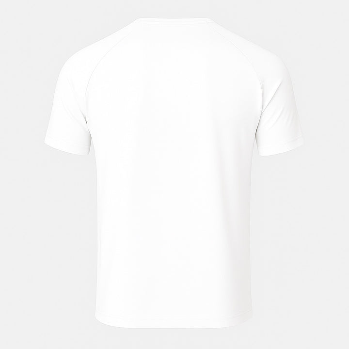 Back view of a plain white custom gym tee by dreamwithreem with short sleeves and a comfortable fit