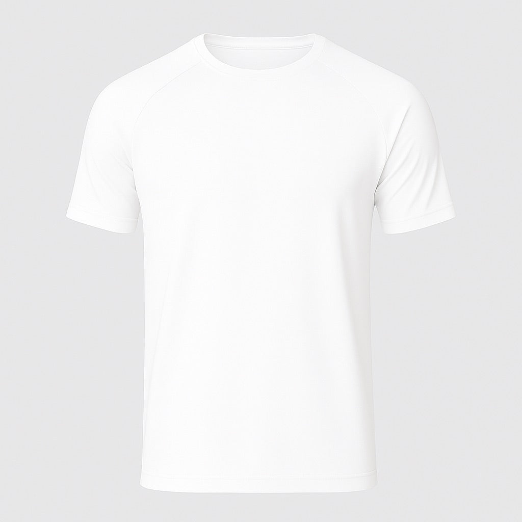 White custom gym tee by dreamwithreem with short sleeves and a classic crew neck design