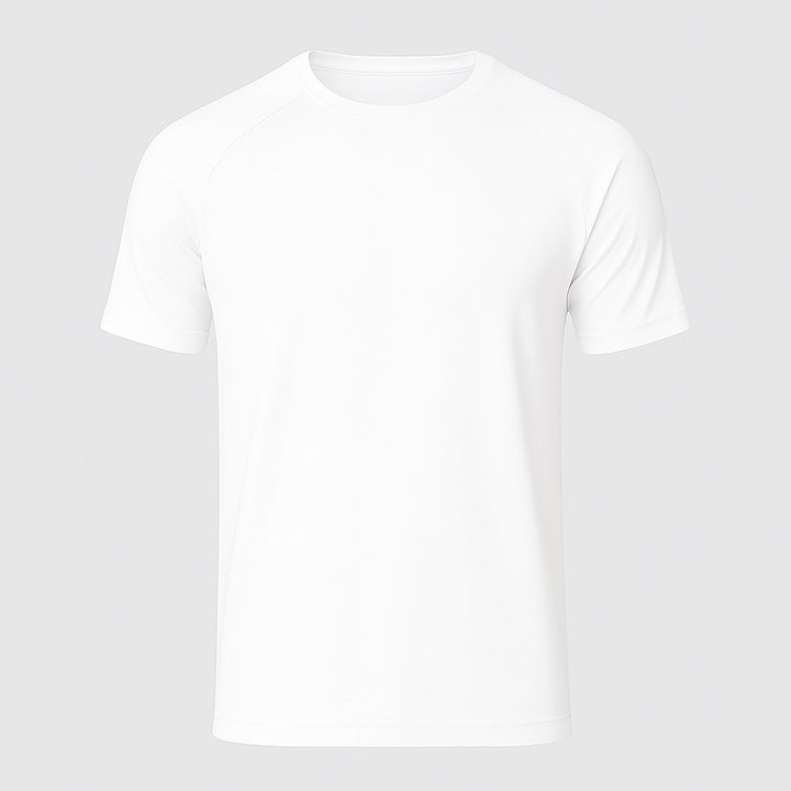 White custom gym tee by dreamwithreem with short sleeves and a classic crew neck design