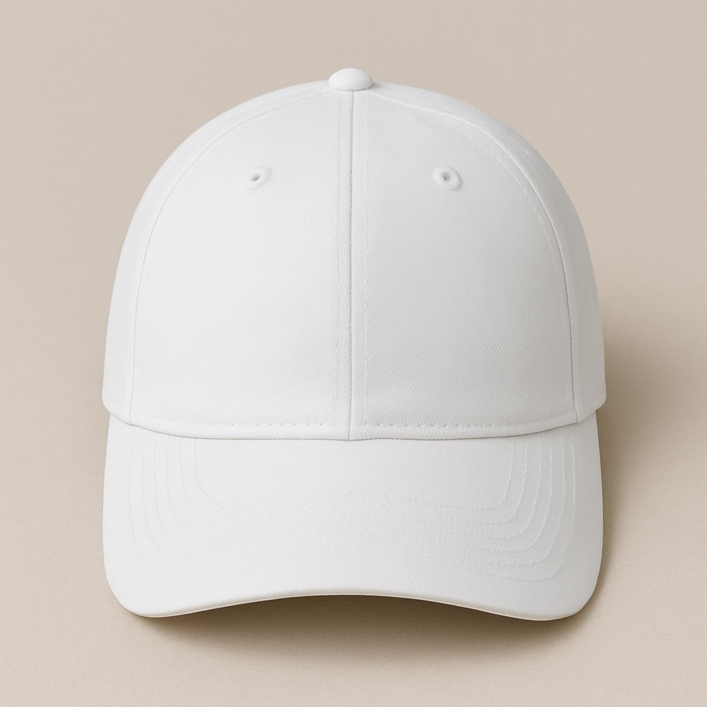 Blank white baseball cap front view for customization design your own hat online