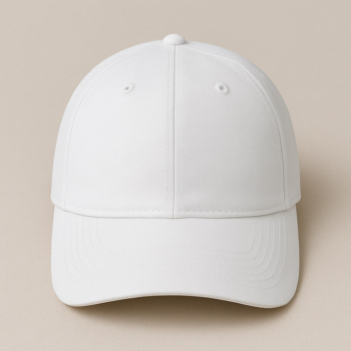 Blank white baseball cap front view for customization design your own hat online