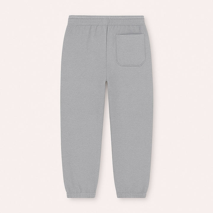 Gray custom joggers for men and women with elastic waistband and back pocket by dreamwithreem