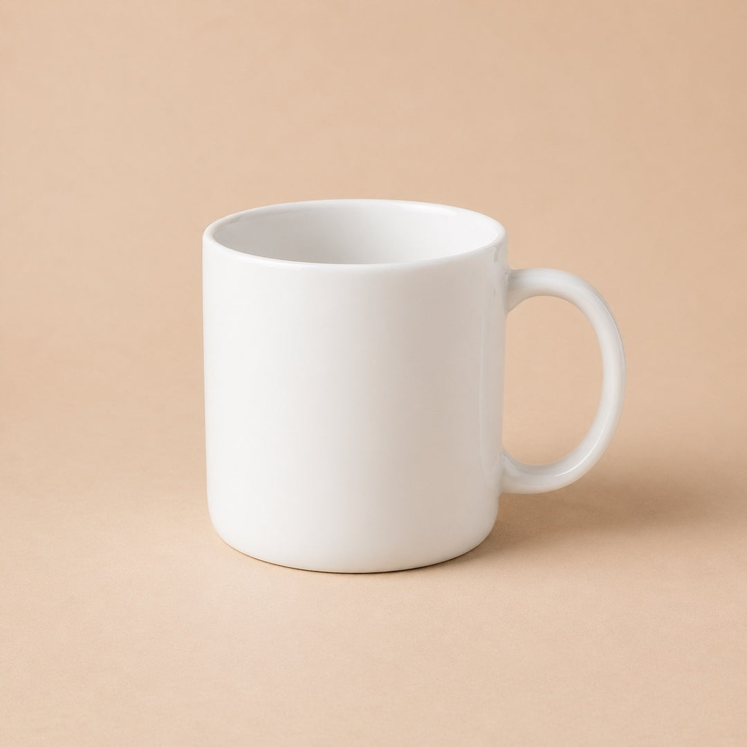 Blank white custom mugs ready for unique printing and personalization for any occasion