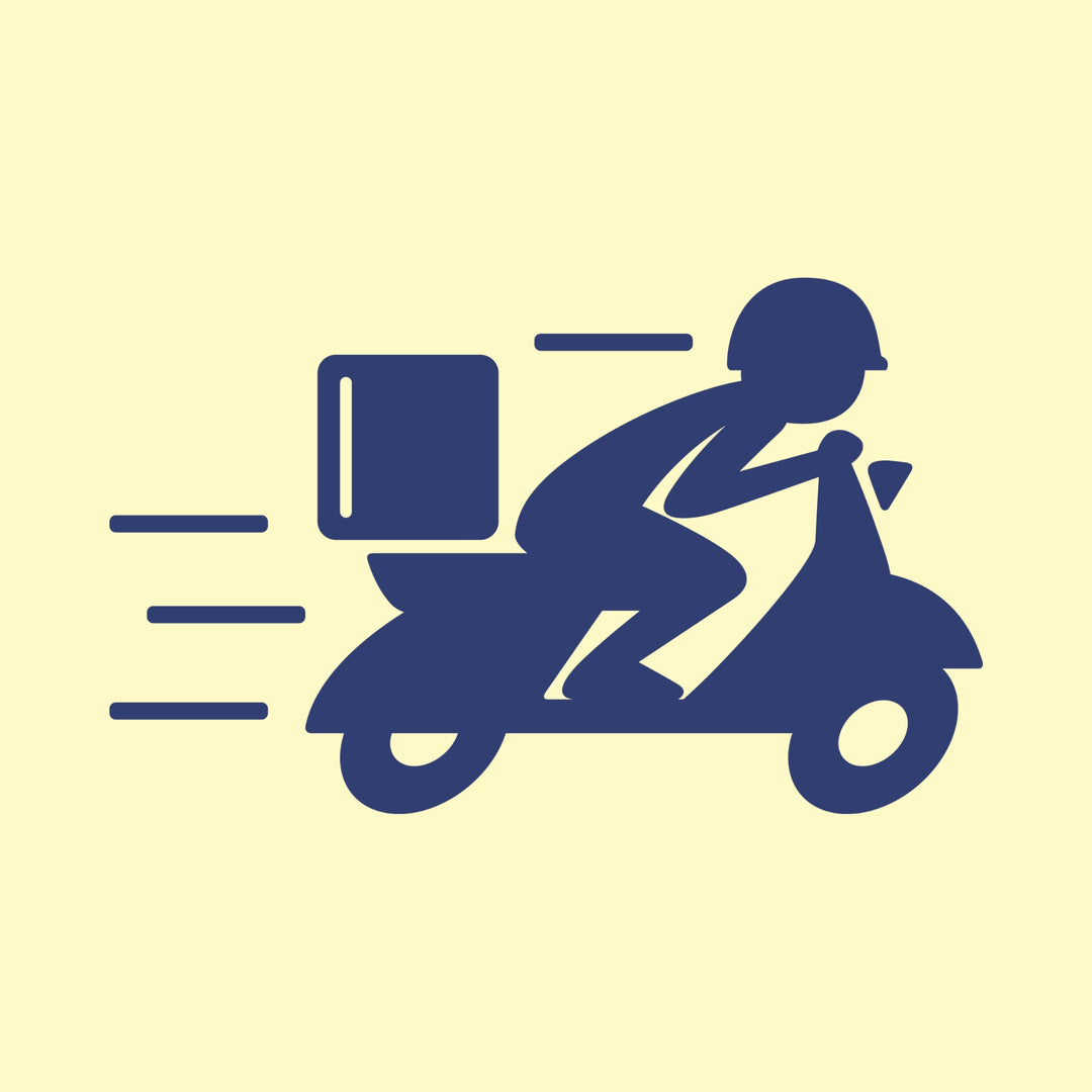 Delivery person riding a scooter, representing same day custom printing near me services for fast printing solutions