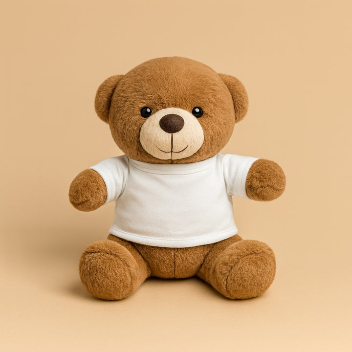Adorable custom teddy bear with shirt in soft brown color, perfect gift for any occasion