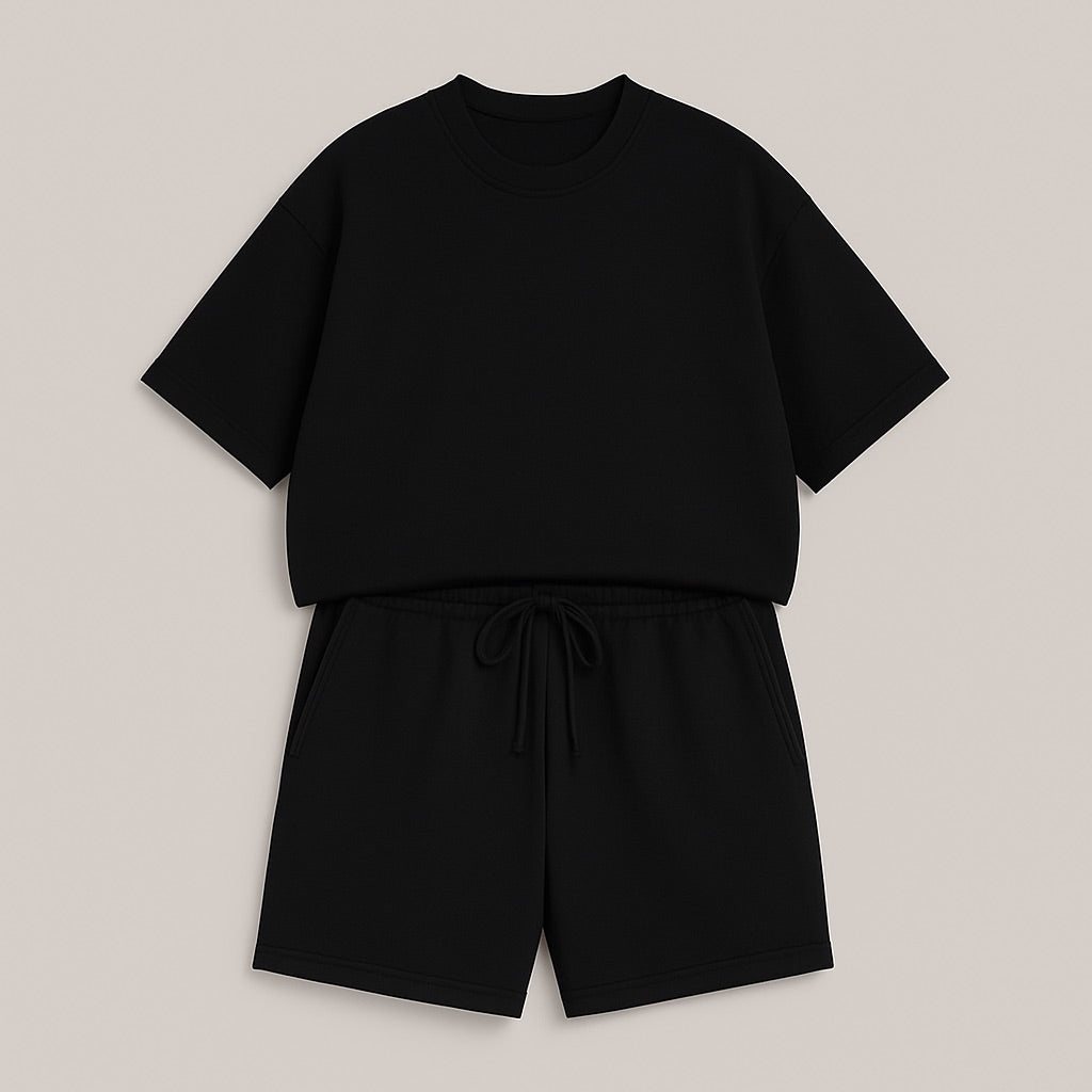 Black casual short sleeve top and shorts custom two-piece set by dreamwithreem