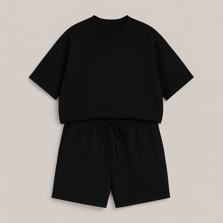 Black casual short sleeve top and shorts custom two-piece set by dreamwithreem