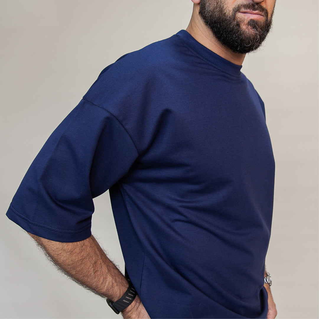Navy Blue Custom Two-Piece Set for Comfortable Everyday Wear.