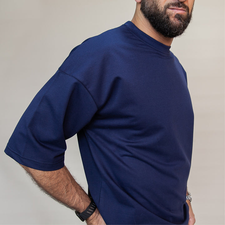 Navy Blue Custom Two-Piece Set for Comfortable Everyday Wear.