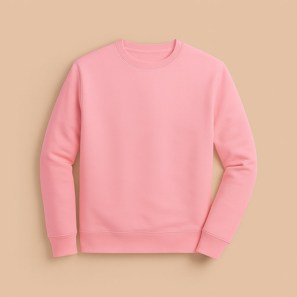 Pink crewneck sweatshirt by dreamwithreem flat lay soft cotton jumper design your own sweatshirt online for custom prints