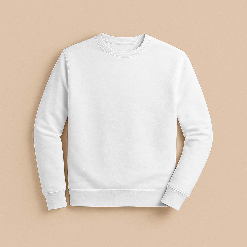 dreamwithreem white crewneck sweatshirt mockup on beige background to design your own sweatshirt online