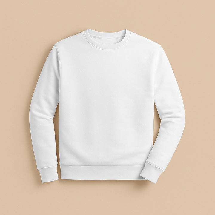 dreamwithreem white crewneck sweatshirt mockup on beige background to design your own sweatshirt online
