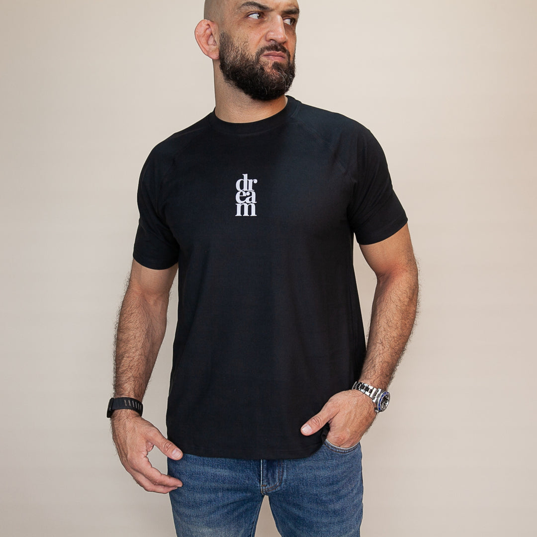 Custom T-Shirt by dreamwithreem featuring a stylish design in black, part of expressive fitness apparel