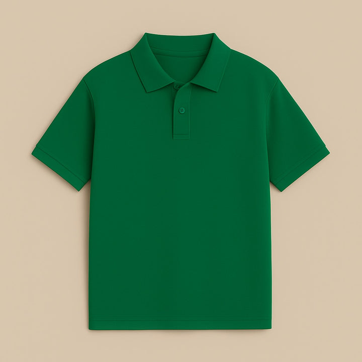 Green custom embroidered polo shirt with short sleeves and classic collar by dreamwithreem