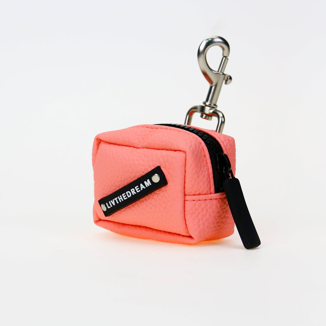 Pink small zippered pouch keychain clip from dreamwithreem unique fashion accessories