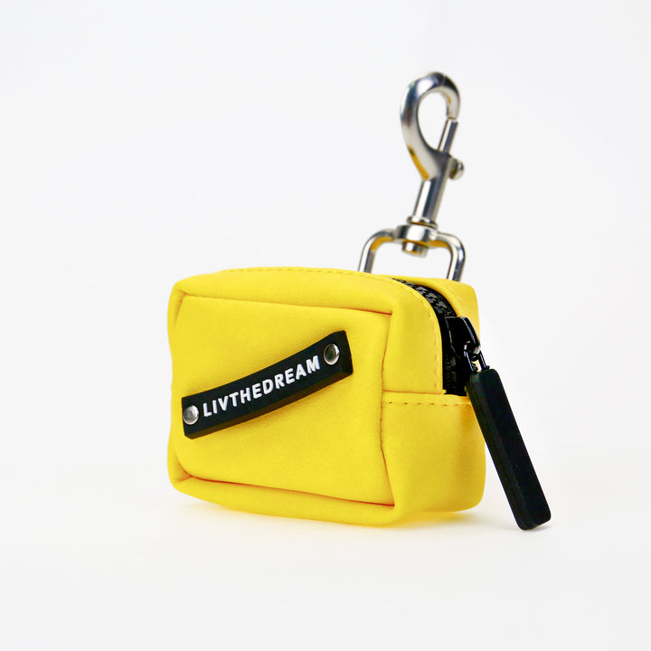 Yellow small zippered pouch keychain by dreamwithreem featuring unique fashion accessories