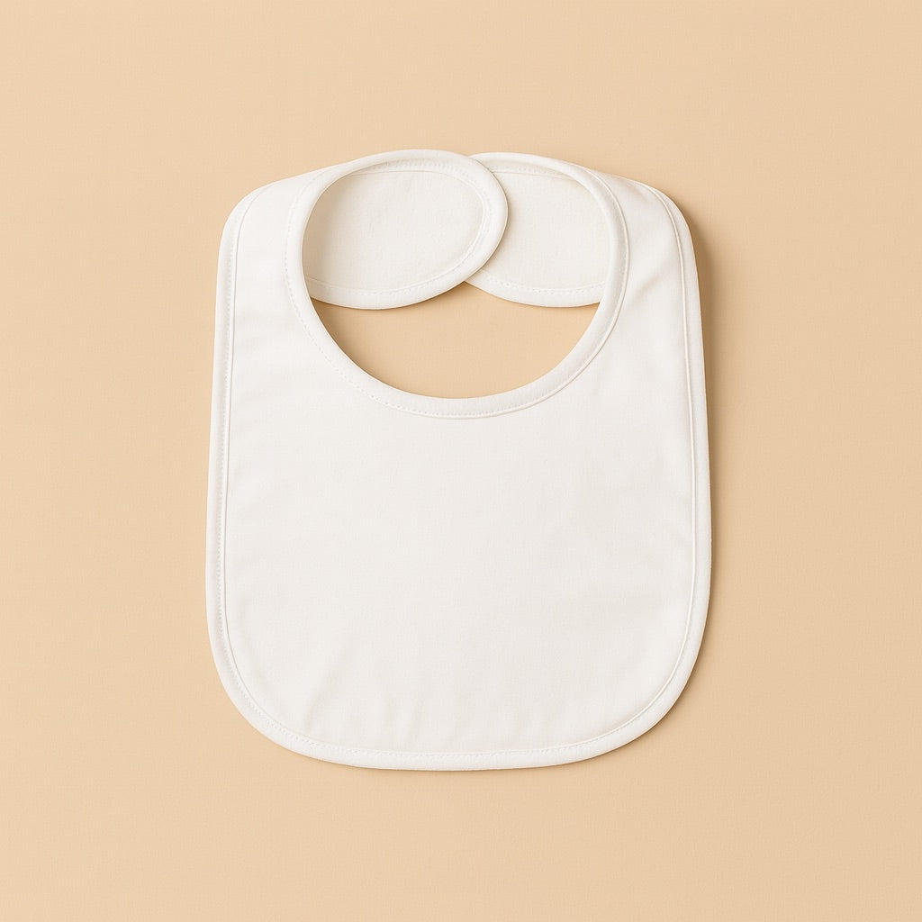Dreamwithreem Personalized baby bib in white fabric for feeding and drooling protection