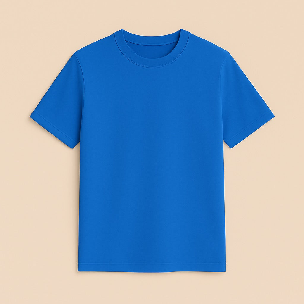 Dreamwithreem personalized basic tee in vibrant blue with a comfortable fit for everyday wear